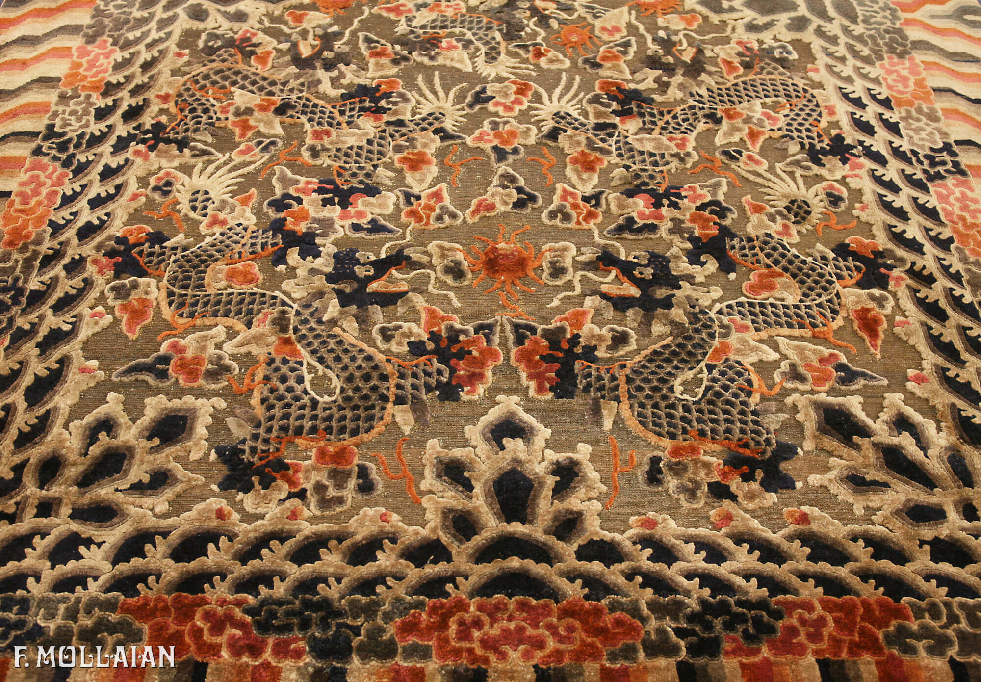 Antique Silk & Metal Imperial Palace Chinese Carpet n°:71420945